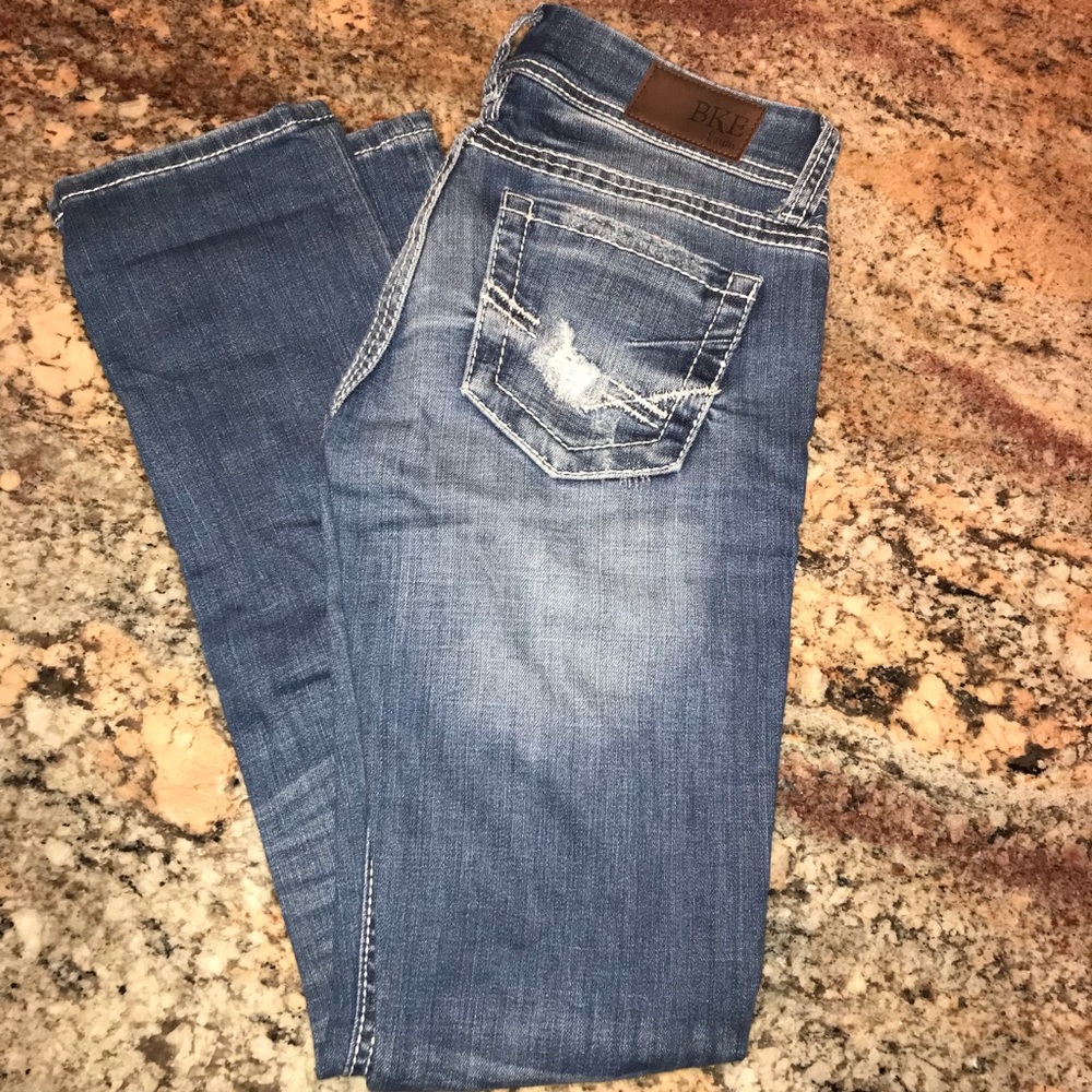BKE boot cut distressed jeans